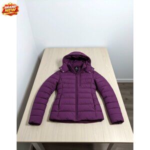 Women's Lightweight Winter Puffer Jacket with Hood, Waterproof, Mid-Length